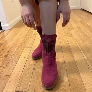 Anna Sui Pink Suede Boots 38